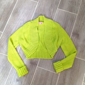 Lilly Pulitzer bright green cropped cardigan XS